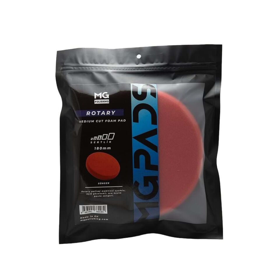 MG Pads Rotary Kırmızı İnce Pasta Süngeri 180 mm