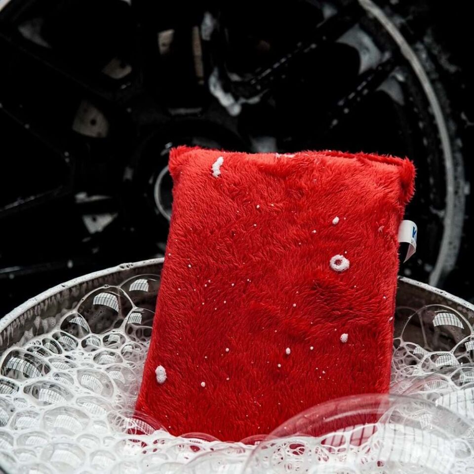 KLIN Softy Wash Pad Yumuşak Tüylü Araç Yıkama Padi Kırmızı 22x14 cm