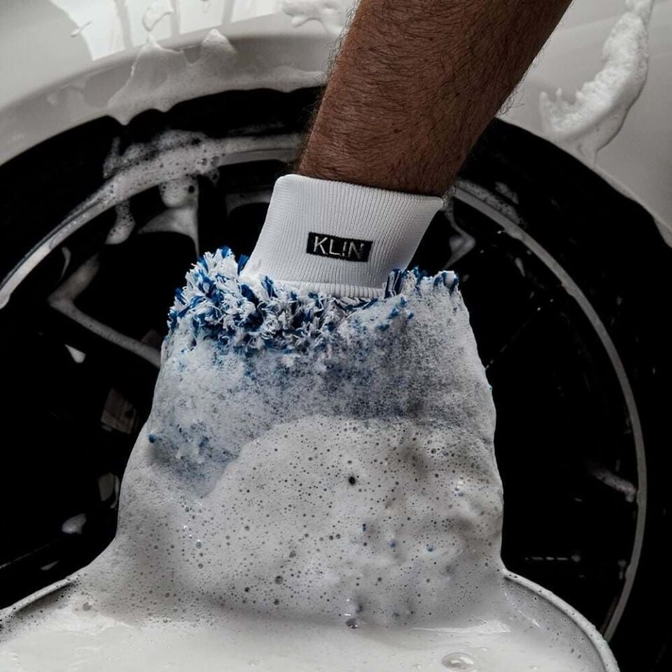 KLIN Wash Mitt Mikrofiber Araç Yıkama Eldiveni Mavi 20x18 cm