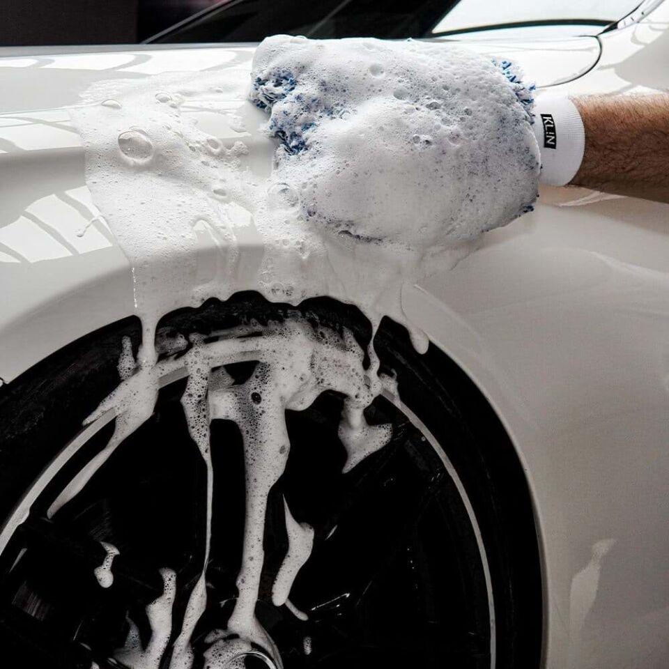 KLIN Wash Mitt Mikrofiber Araç Yıkama Eldiveni Mavi 20x18 cm