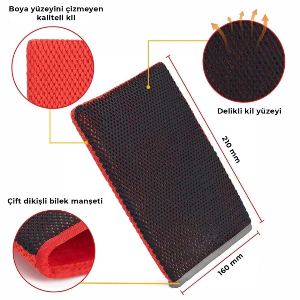 MG PS Yüzey Temizleyici Kil Eldiveni Kırmızı 21x16 cm