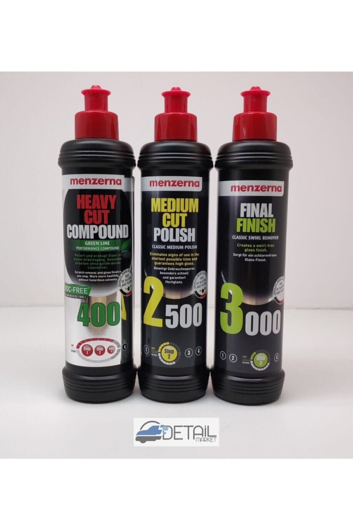 Menzerna Yeşil 400 Kalın Pasta 2500 İnce Pasta 3000 Hare Giderici Set 250 ml