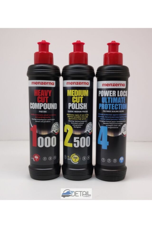 Menzerna 1000 Kalın Pasta 2500 İnce Pasta Powerlock Boya Koruma Seti 250 ml