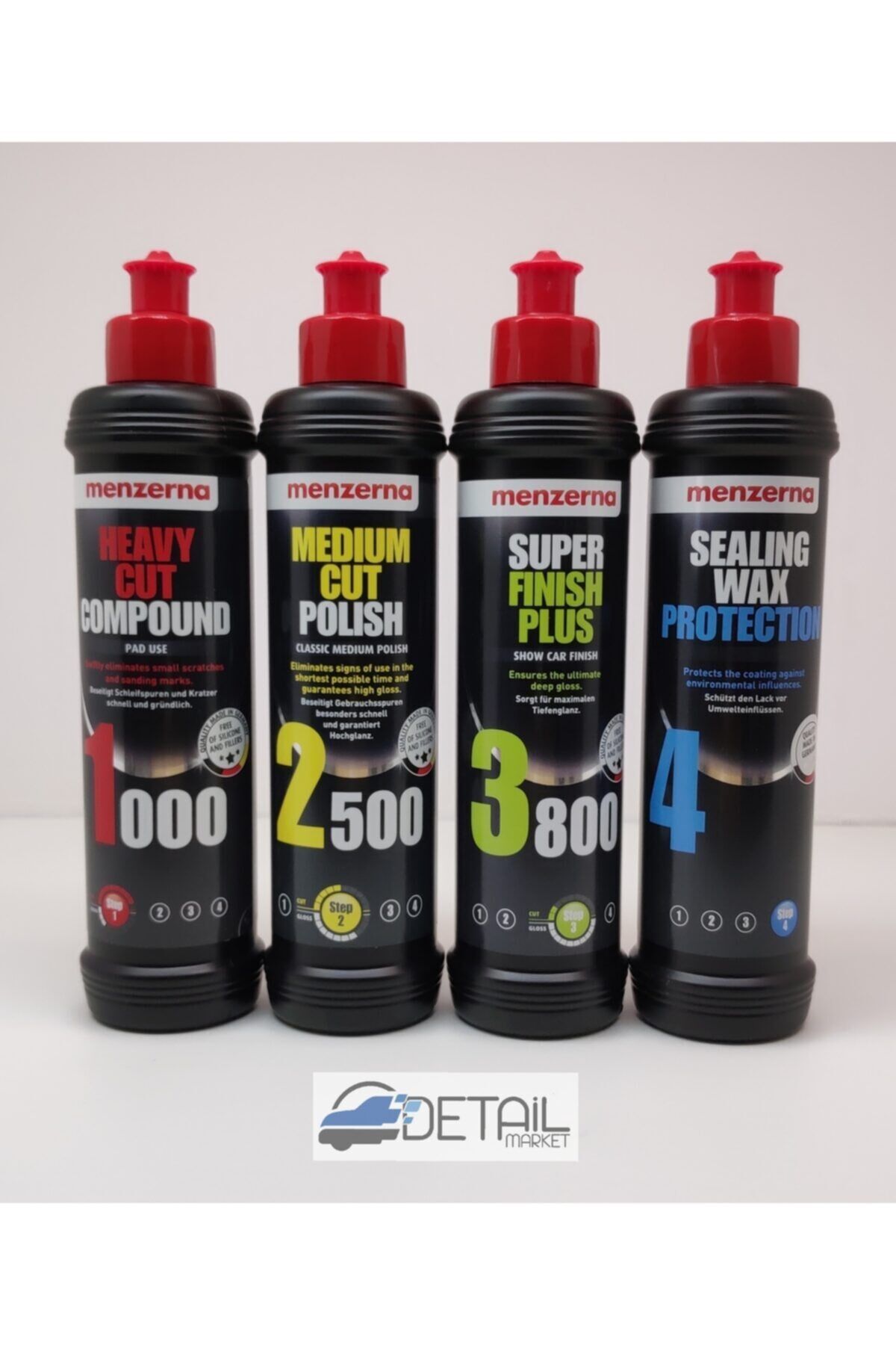 Menzerna 1000 Kalın Pasta 2500 İnce Pasta 3800 Hare Giderici Sealingwax Boya Koruma Seti 250 ml