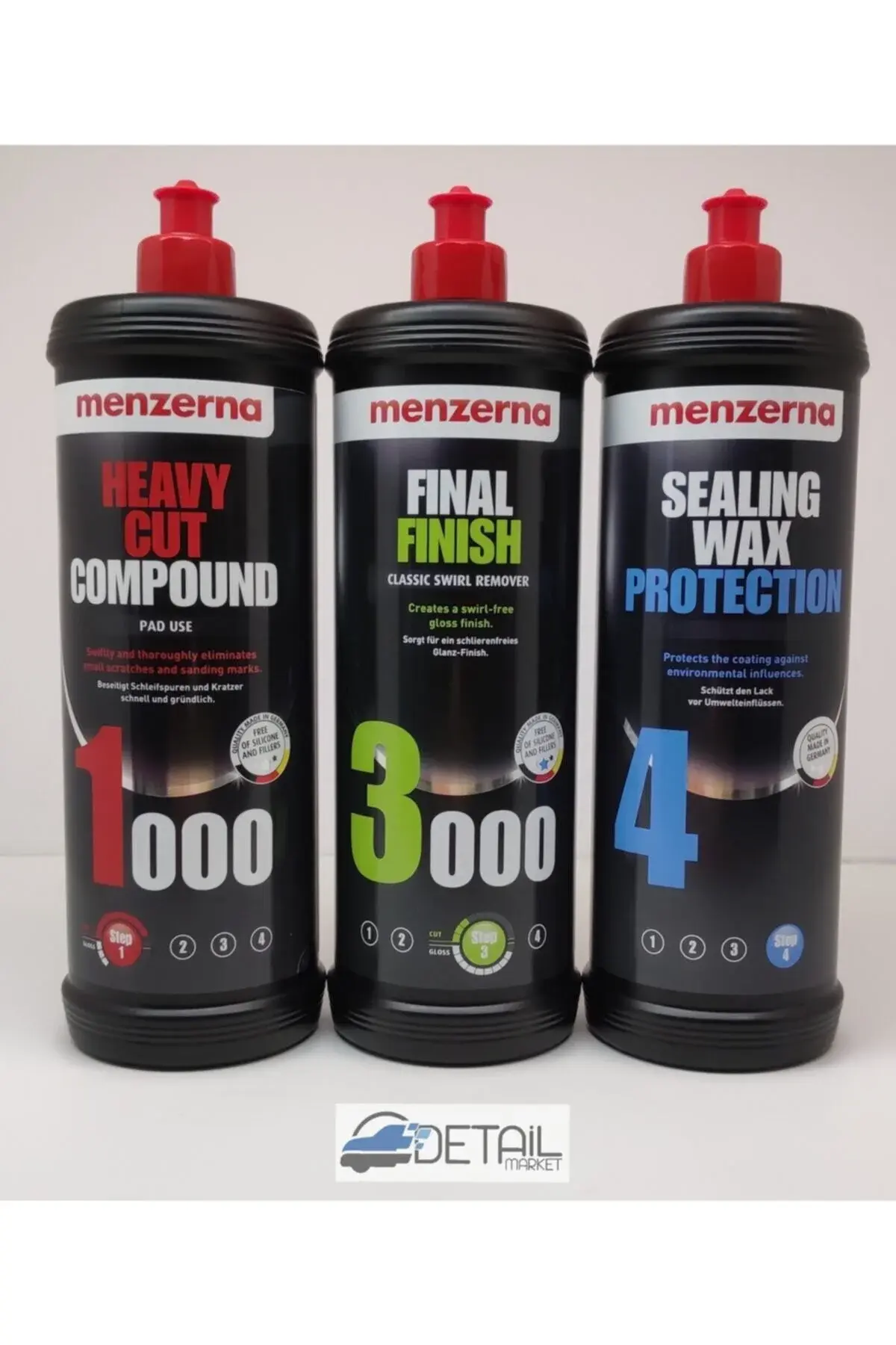 Menzerna 1000 Kalın Pasta 3000 Hare Giderici Sealingwax Boya Koruma Seti 1 lt