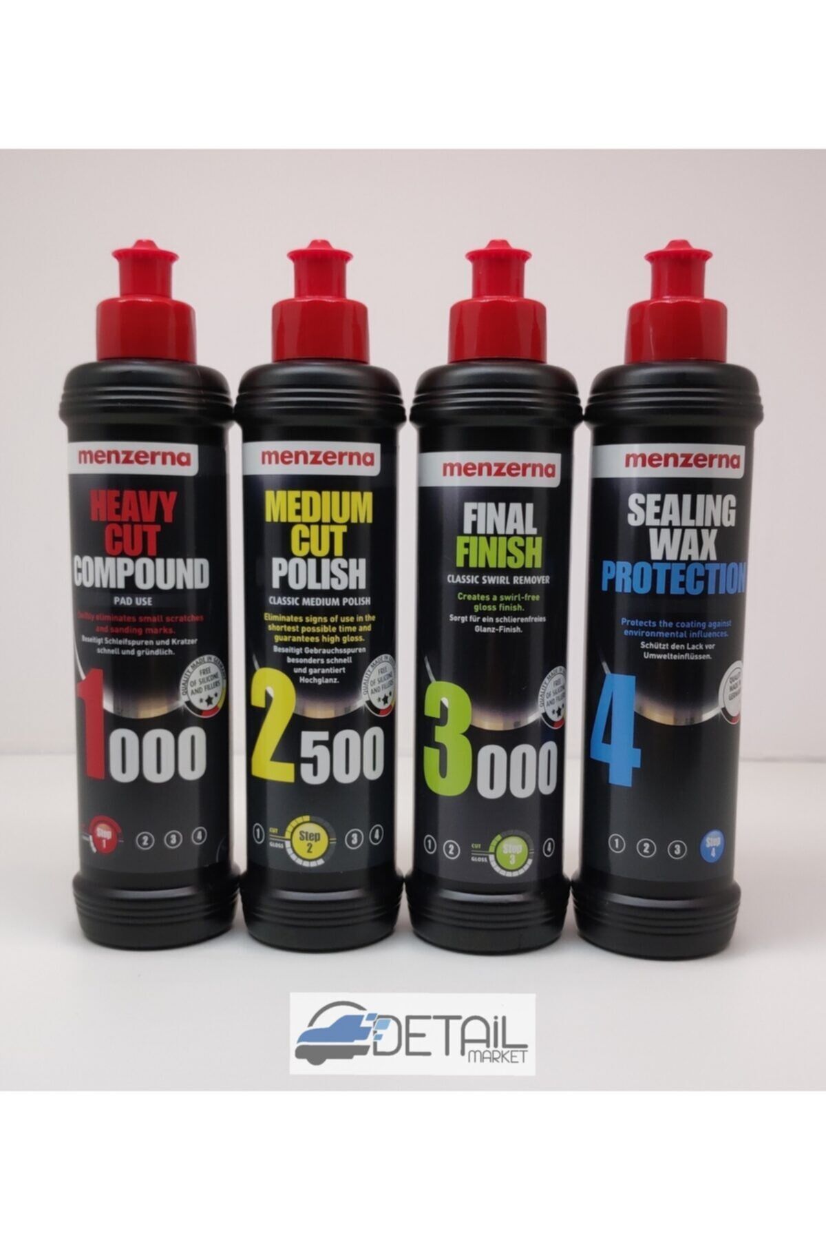 Menzerna 1000 Kalın 2500 İnce 3000 Hare Giderici Sealingwax Boya Koruma Seti 250 ml