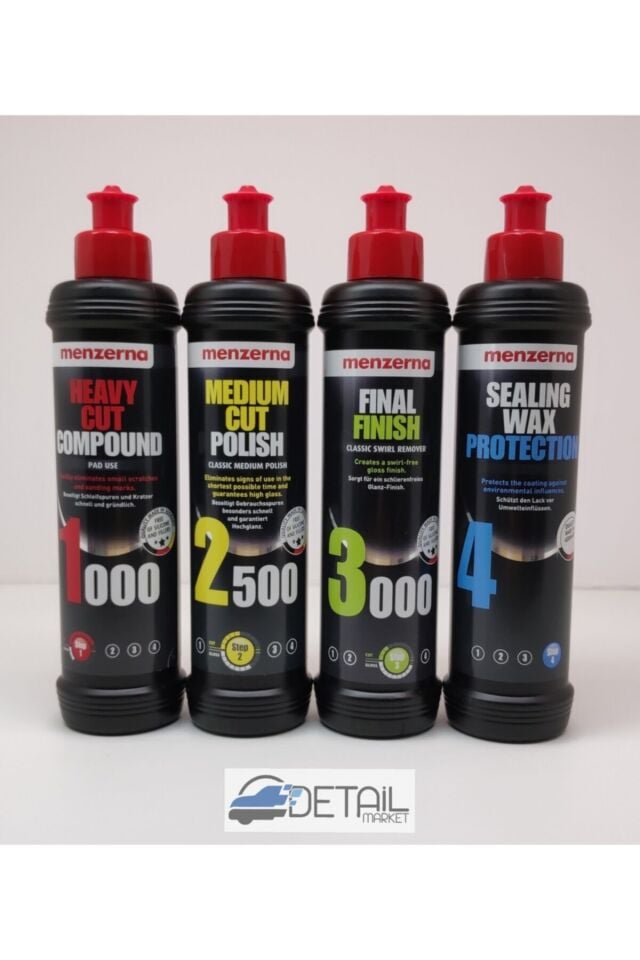 Menzerna 1000 Kalın 2500 İnce 3000 Hare Giderici Sealingwax Boya Koruma Seti 250 ml