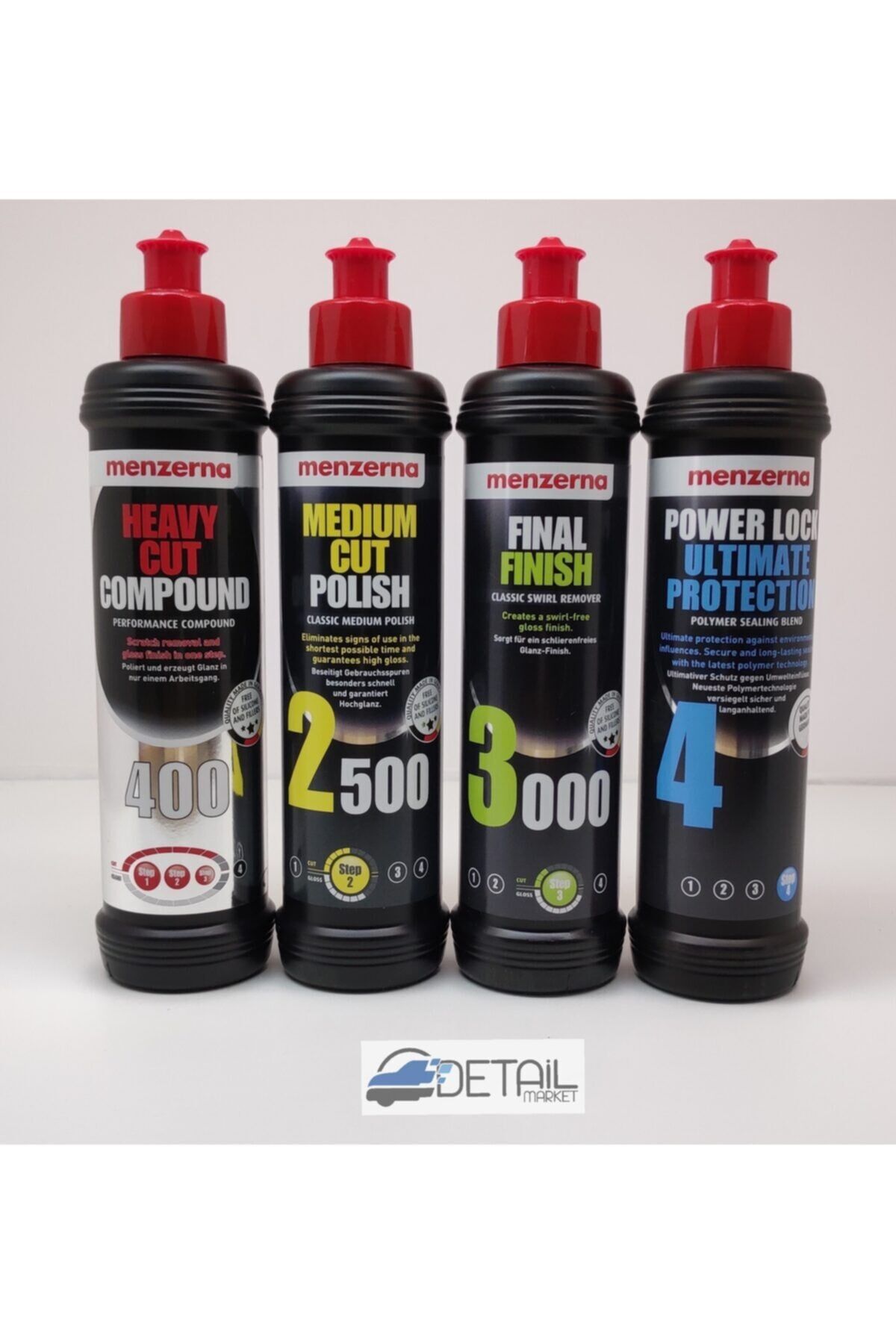 Menzerna 400 Kalın Pasta 2500 İnce Pasta 3000 Hare Giderici Powerlock Üstün Boya Koruma Seti 250 ml