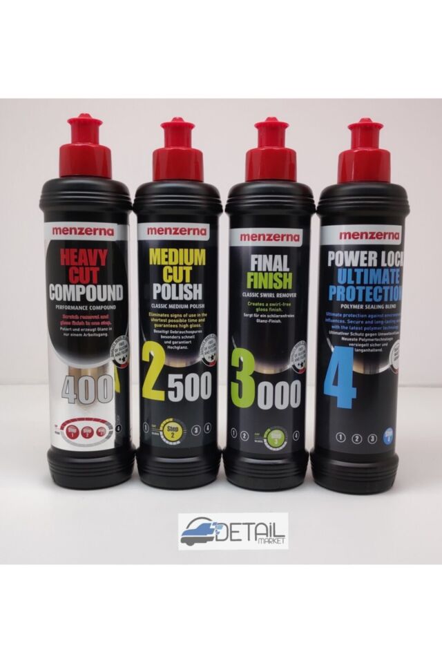 Menzerna 400 Kalın Pasta 2500 İnce Pasta 3000 Hare Giderici Powerlock Üstün Boya Koruma Seti 250 ml