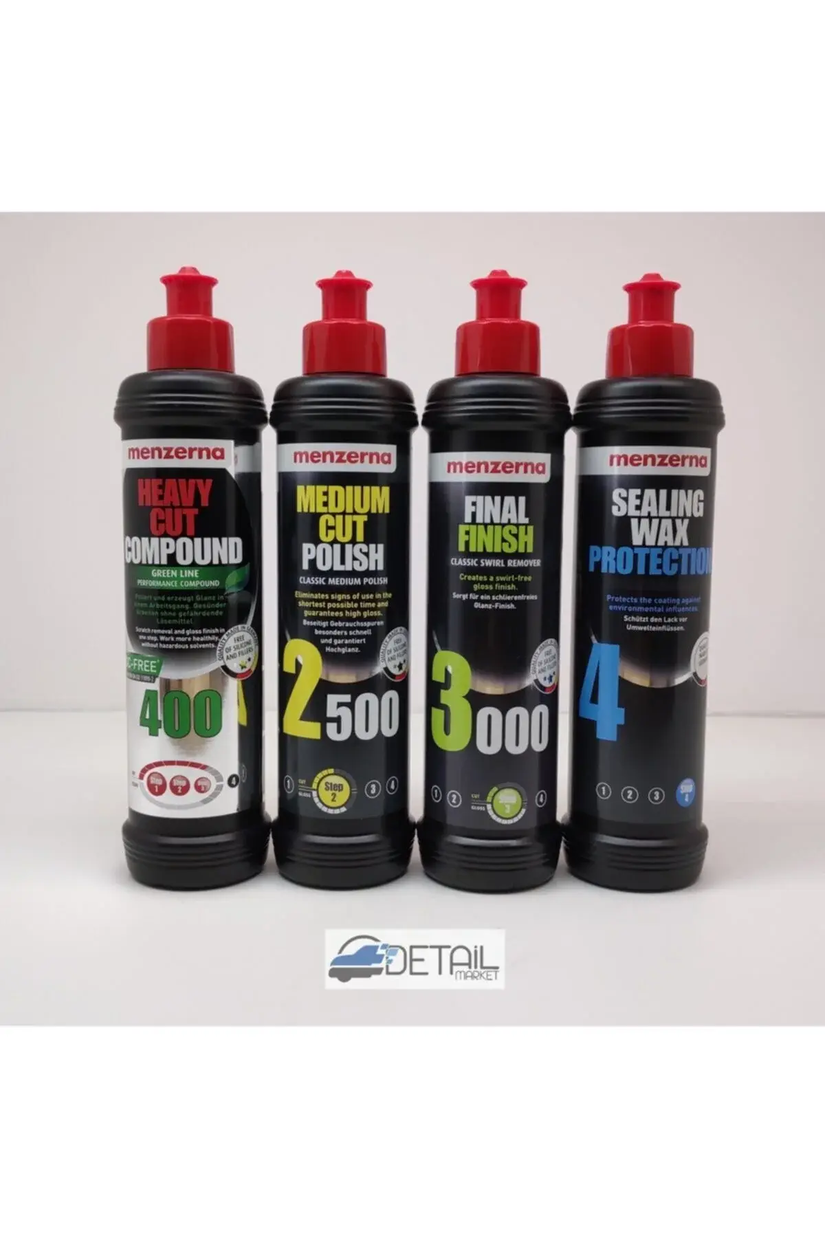 Menzerna Yeşil 400 Kalın Pasta 2500 İnce Pasta 3000 Hare Giderici Sealingwax Boya Koruma Seti 250 ml