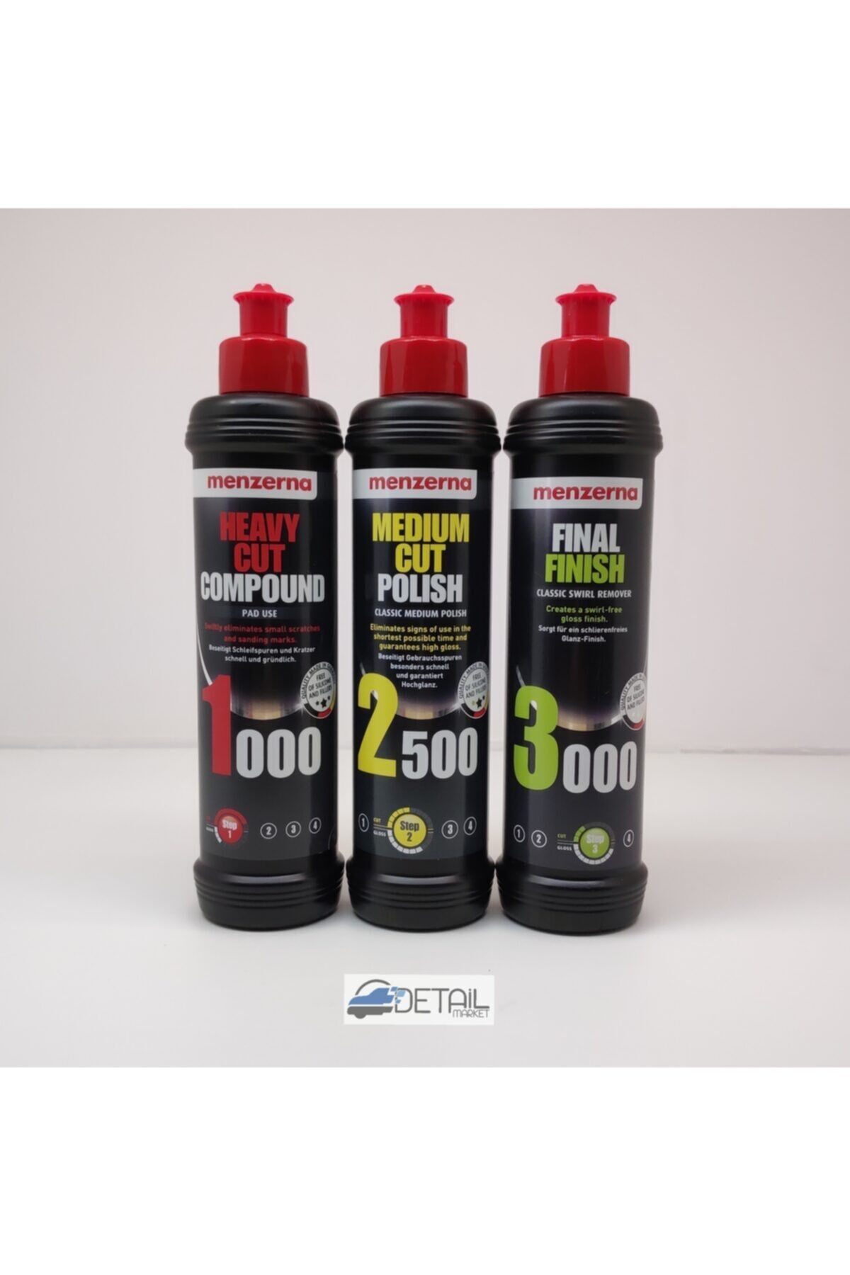 Menzerna 1000 Kalın Pasta 2500 İnce Pasta 3000 Hare Giderici Set 250 ml