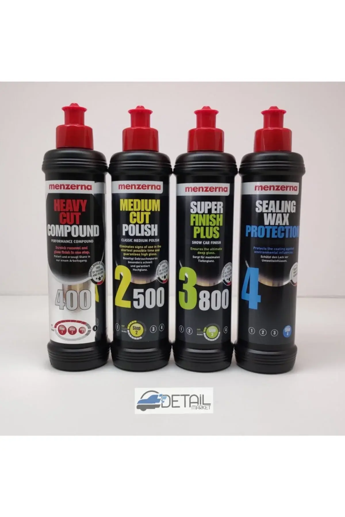 Menzerna 400 Kalın Pasta 2500 İnce Pasta 3800 Hare Giderici Sealingwax Boya Koruma Seti 250 ml