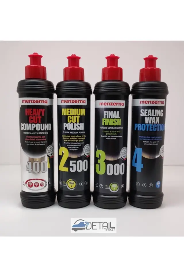 Menzerna 400 Kalın Pasta 2500 İnce Pasta 3000 Hare Giderici Sealingwax Boya Koruma Seti 250 ml