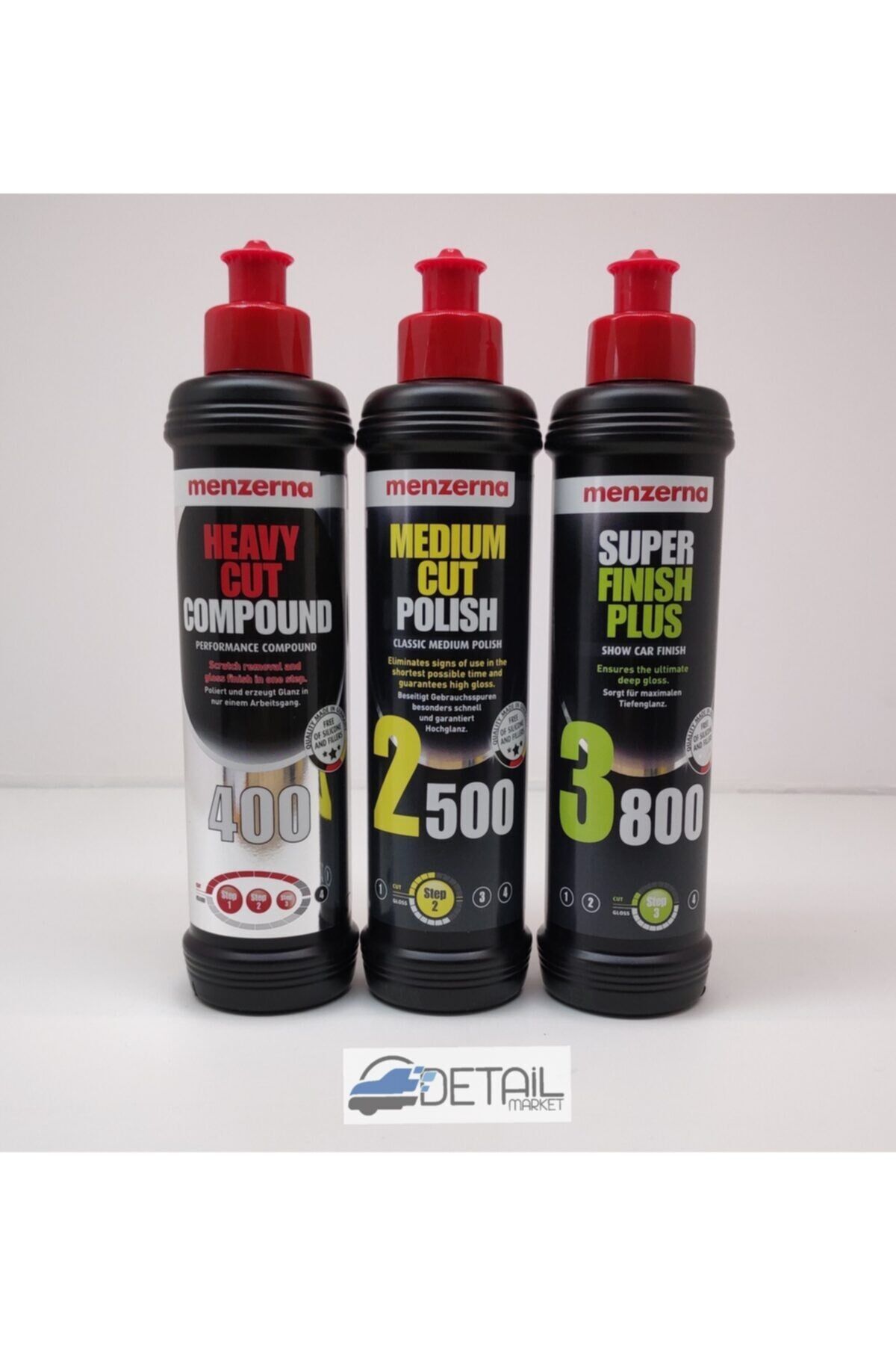 Menzerna 400 Kalın Pasta 2500 İnce Pasta 3800 Hare Giderici Set 250 ml