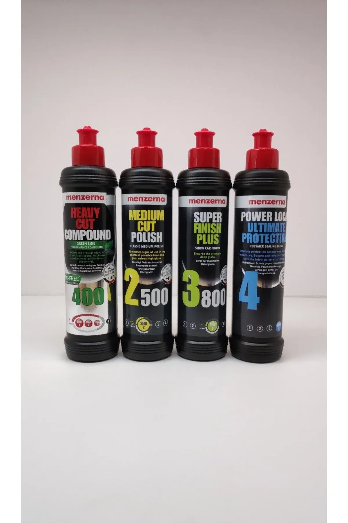 Menzerna Yeşil 400 Kalın Pasta 2500 İnce Pasta 3800 Hare Giderici Powerlock Boya Koruma Seti 250 ml