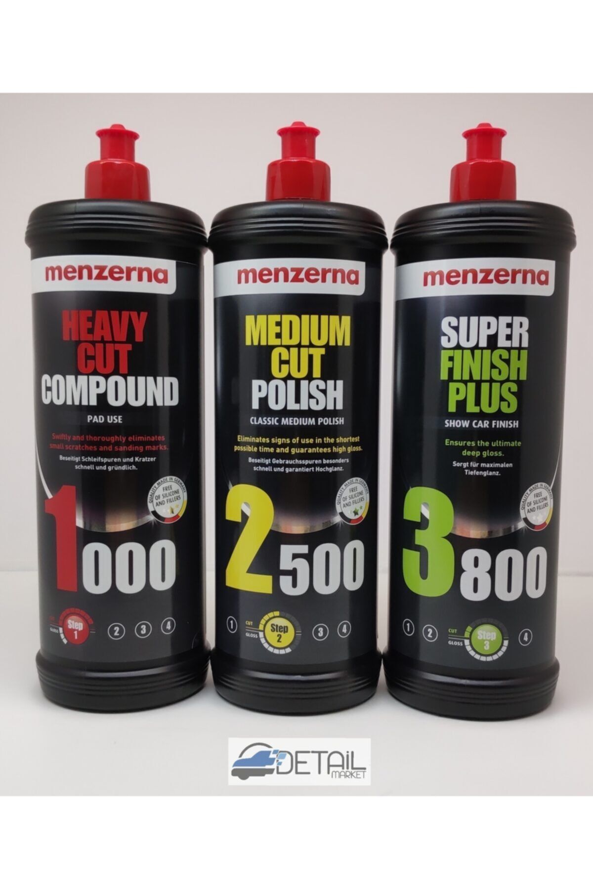 Menzerna 1000 Kalın Pasta 2500 İnce Pasta 3800 Hare Giderici Seti 1 lt