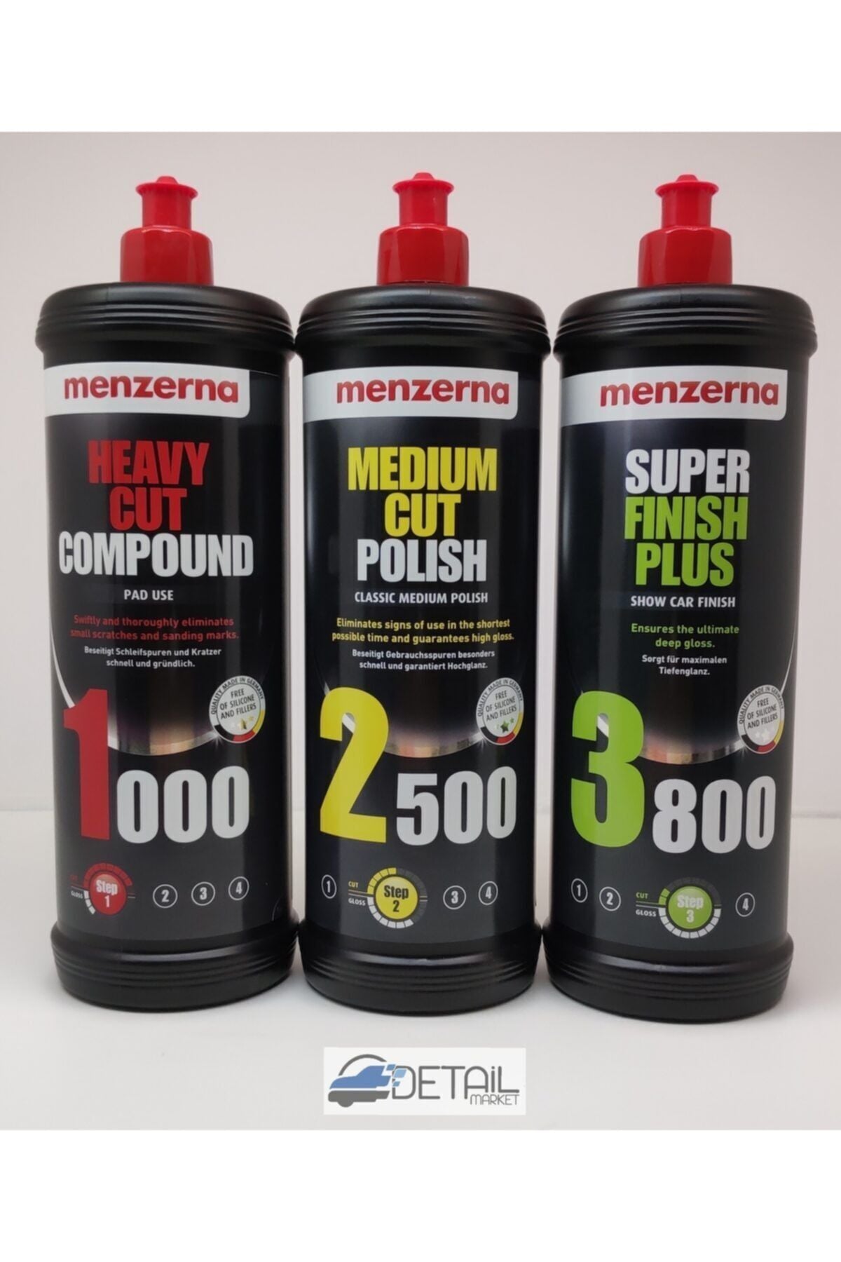 Menzerna 1000 Kalın Pasta 2500 İnce Pasta 3800 Hare Giderici Seti 1 lt