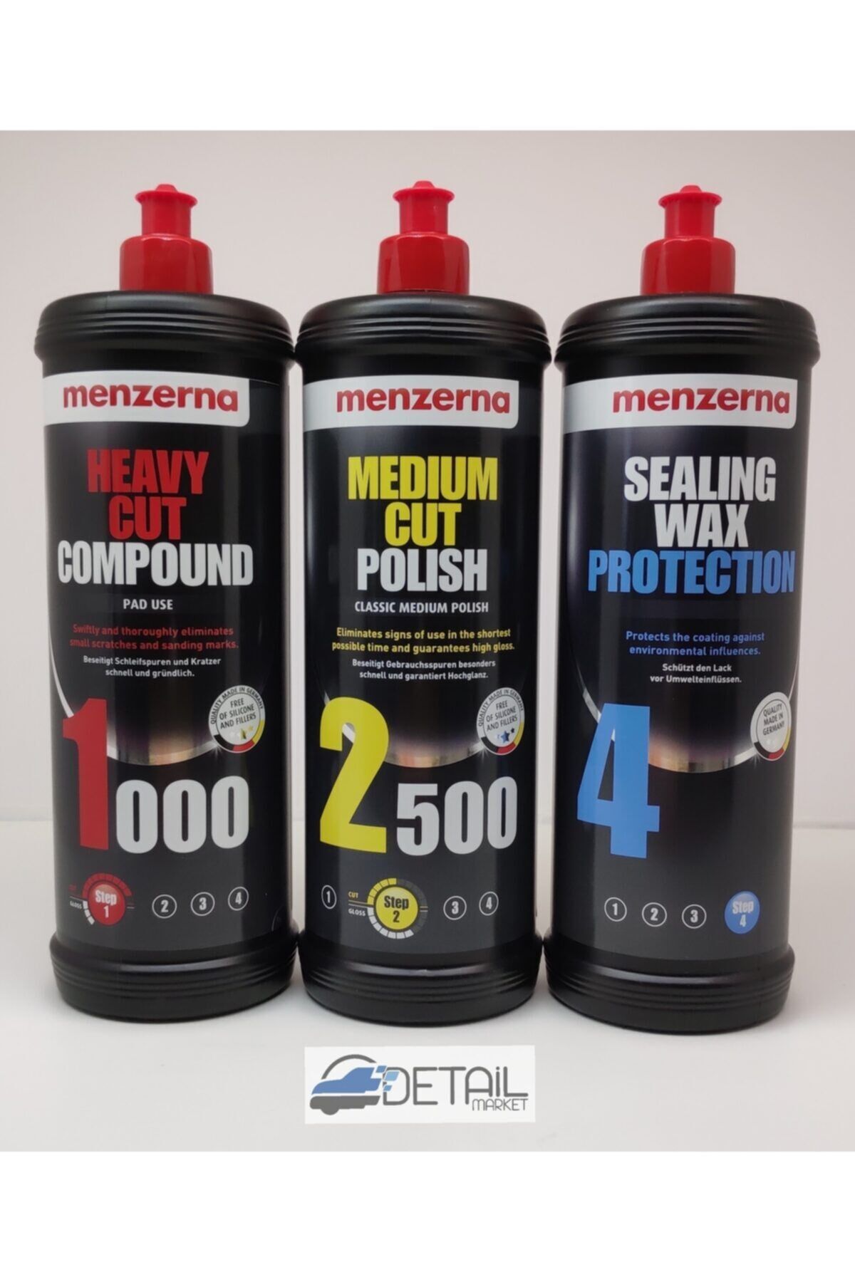 Menzerna 1000 Kalın Pasta 2500 İnce Pasta Sealingwax Boya Koruma Seti 1 Lt