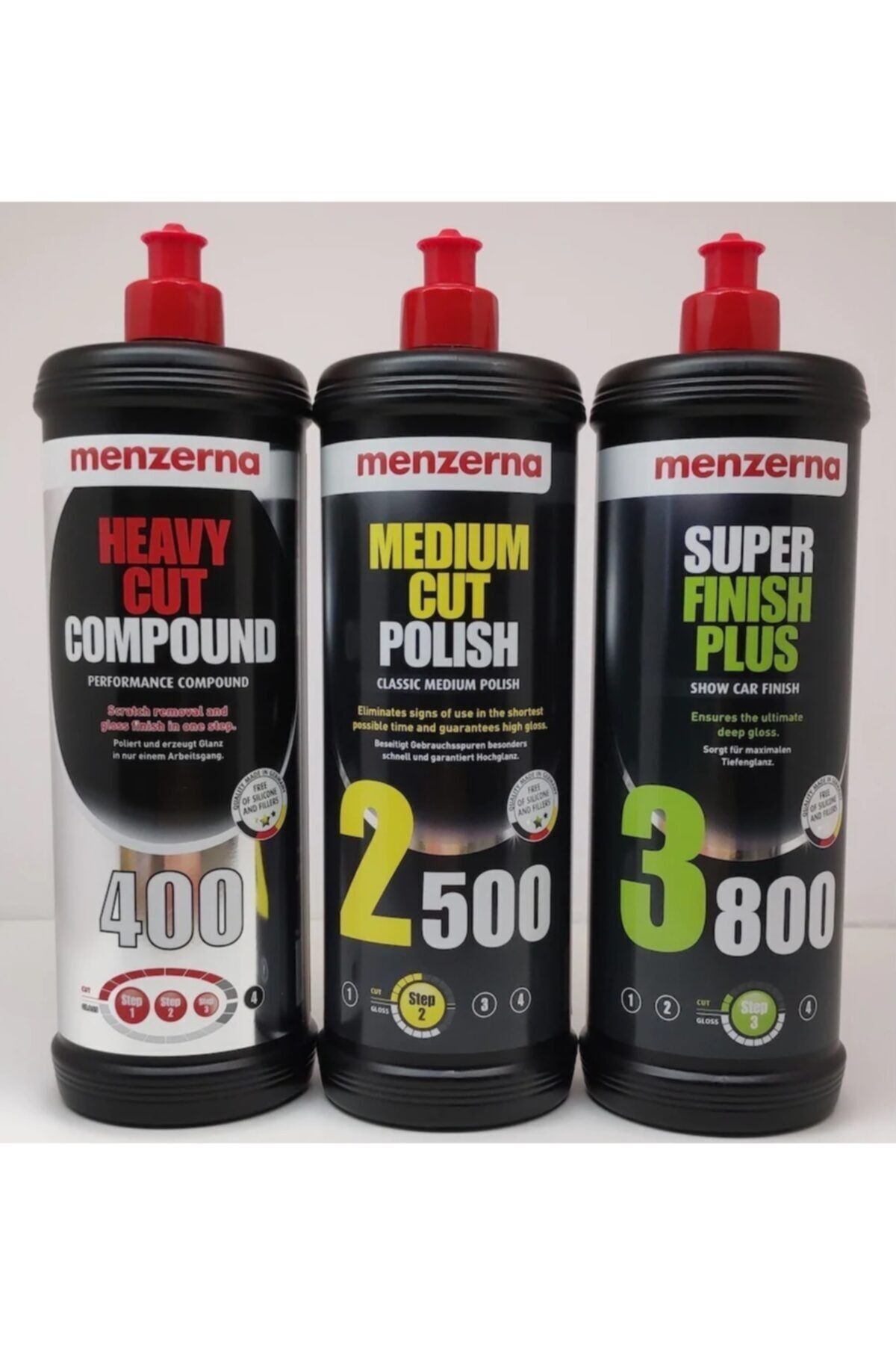 Menzerna 400 Kalın Pasta 2500 İnce Pasta 3800 Hare Giderici 1 Lt