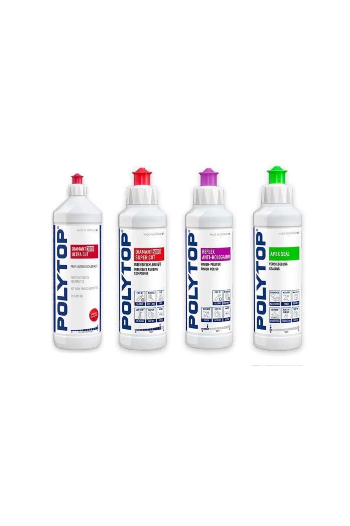 Polytop 3000 Kalın 5000 İnce Pasta Reflex Hare ve Apex Boya Koruma Seti 250 ml