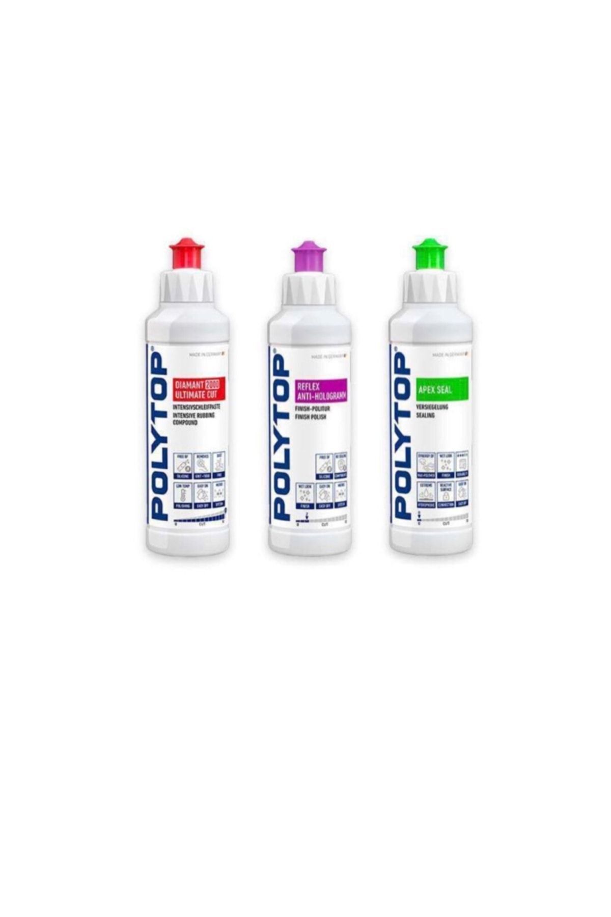 Polytop 2000 Agresif Pasta 5000 İnce Pasta Reflex Hare ve Apex Boya Koruma Seti 250 ml