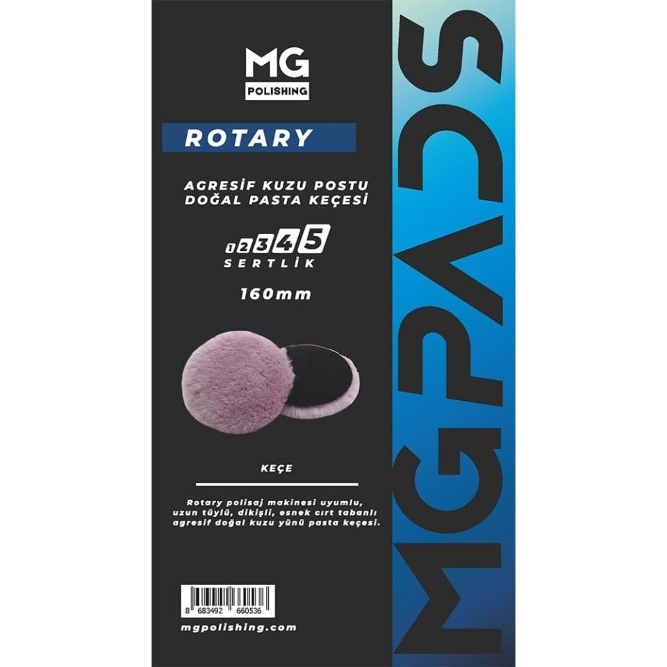 MG Pads Doğal Kuzu Postu Agresif Pasta Keçesi 160 mm