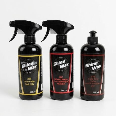 Shine Wax Hızlı Cila & Jant Temizleyici & Lastik Parlatıcı Jel 500 ml 3'lü Set