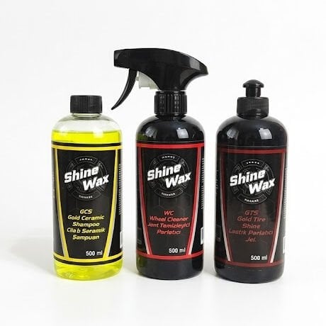 Shine Wax Seramik Şampuan & Jant Temizleyici & Lastik Parlatıcı Jel 500 ml 3'lü Set