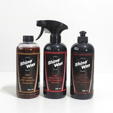 Shine Wax PPF Şampuan & Jant Temizleyici & Lastik Parlatıcı Sprey 500 ml 3'lü Set