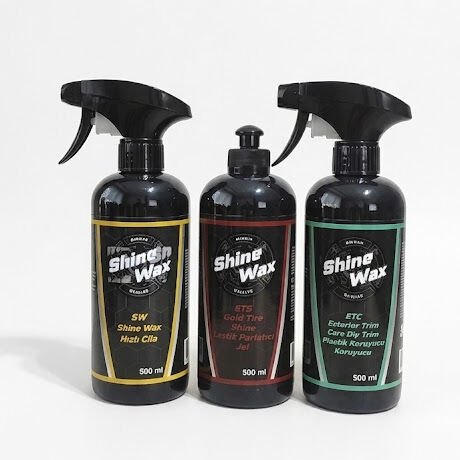 Shine Wax Hızlı Cila & Lastik Parlatıcı Jel & Dış Trim Yenileyici 500 ml 3'lü Set