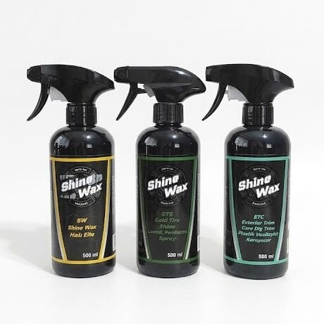 Shine Wax Hızlı Cila & Lastik Parlatıcı Sprey & Dış Trim Yenileyici 500 ml 3'lü Set